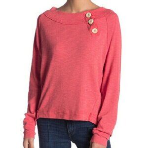 Free People | Scarlet Red Pink Long Sleeve with 3 Buttons | Great Condition